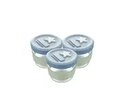Silicone & Glass Baby Food Storage Containers 3PK 120ml - Cerulean Sage - Puree Containers - Freezer Safe