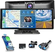 Car Stereo Support Wireless Carplay/Android Auto Portable Car Audio with 9.3” HD Touchscreen Dash Cam, Front/Rear View Camera Stereo Receiver for Car Bluetooth FM Transmitter AUX TF Card Head Unit