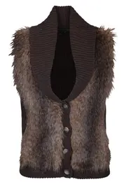 Roving Fur Front Button Thru Vest--JUM-33611014A