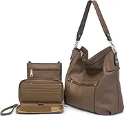 [Idesort] Large Crossbody Bags Ladies Shoulder Handbags Purse and Wallet Set for Women Totes Hobo Purses, 3pcs/Set