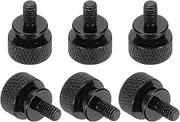 uxcell 6 Pcs M4x8mm Knurled Thumb Screw Computer Case Threaded Hand Tighten Screws Aluminum Alloy for PC Case, Black