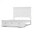 Celosia Queen Size Bed Frame Timber Mattress Base With Storage Drawers - White w