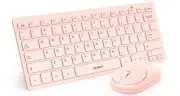 Mini Wireless Keyboard and , Cute Pink Compact USB Keyboard Combo for Laptop/...