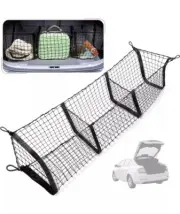 Three Pocket Car Cargo Net Trunk Bed Organizer, Mesh Net, Storage, Black