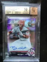 2017 BOWMAN CHROME T.J. FRIEDL PURPLE REFRACTOR ROOKIE AUTO /250 BGS 10 STUD