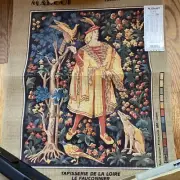 Margot needlepoint canvas #1148 Cluny "Le Fauconnier" 12" X 16" +yarn