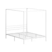 NNEED Metal Canopy Bed Frame Queen Size White