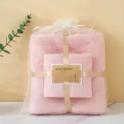 GGP Pink Solid Color Diagonal Stripe Towel Set Luxurious Bath And Hand Towels For Home Use Bath Towel 140*70Cm, Face Towel 75*35Cm