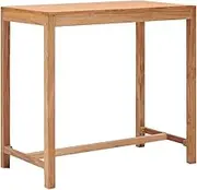 'vidaXL Solid Teak Wood Garden Bar Table - Rustic Outdoor Indoor Patio Kitchen Dining Table with Water-Based Finish, Rectangular - Brown
