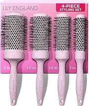 Lily England Round Brush Set for Women - Round Barrel Hairbrush for Blow Drying - Blow Dry Brush - The Ultimate Gift Set for Her by (Pink)