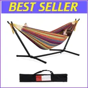 Portable Double Hammock Set with Heavy Duty Stand - Perfect for Gardens