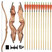 60" Takedown Recurve Bow Kit 30-50lbs Wooden Riser for Archery Target Practice