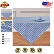 Sustainable 100% Linen Bistro Blue Tablecloth - Stylish 52" x 52" for All Events