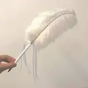 Ostrich Blondine Feather Wedding Ceremony Signing Ballpoint Pen & Crystal Sta...
