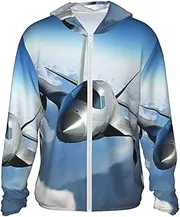 [LHBWCVN] UPF 50+ Light Jacket Full Zip Sun Protection Hoodie for Women Men Long Sleeve Flying Airplane Sun Shirts
