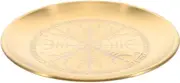 GAXIRE Stainless Steel Candle Plate for Rituals Decorative Altar Tray with Intricate Patterns for Home Decor Versatile Use for Storage and Offering Elegant Round Metal Design