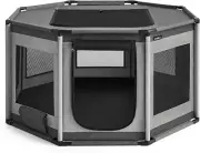 Grey Feandrea Oxford Fabric Puppy Pet Playpen Octagonal Cage PVC Frame W Net