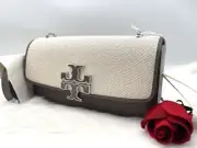 AUTH NWT Tory Burch Eleanor Small Canvas Leather East West Crossbody Bag