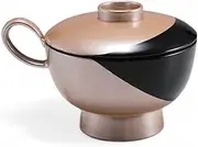 J-kitchens Totty Senjai Bowl (Soup Bowl, Bowl, Wan, Lacquerware) (Lid), Crescent Moon, Black, Transparent Silver (Rin), 5.2 x 4.1 x 3.5 inches (13.2 x 10.4 x 8.8 cm), Heat Resistant ABS Resin, Made in