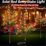 1PC Solar Red Fruit Shaped Led Outdoor Courtyard Lawn Light Simulation Green Plant High-End Feeling Garden Floor Light Decoration Atmosphere Light