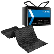 Gentrax 12V 100Ah Lithium Battery + 12V 300W Folding Solar Panel