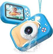 Children's Camera, Waterproof Camera for Children, HD 1080P Digital Camera, Children's Video Camera, Underwater Camera with 2.4 Inch Screen, 3-12 Years, Girls, Boys, Blue
