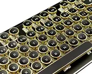 IYTYIR Black Golden Keycaps for Gaming Mechanical Keyboard, Steampunk Round Key Cap for Typewriter, Custom Key caps for 60% 87 TKL 104 MX Switch DIY Keyboards (Keycap Only, Not Keyboard