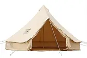 Yurtent Luxury All Season 4M Bell Tent with 5'' Stove Jack,Fire Retardant Canvas Yurt Tent Included Zippered Floor for 4-6 Person Camping