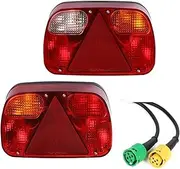 2pcs 12V Trailer Tail Light Rear Stop Brake Light Reverse Stop Lamp Wiring Harness 5 Core Cable Compatible With Truck Caravan Lorry