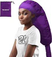 Bonnet Hair Dryer Attachment: Upgraded Extra Large Adjustable Soft Hooded Dryer Caps - Easy to Use for Natural Curly Textured Hair Care Styling Fast Drying - Purple