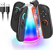 Magnetic Charging Dock Compatible with Nintendo Switch 2(2025) Joy Con 2 Controllers, Switch 2 Charging Station with LED Indication and 10 RGB Light Mode, Storage Stand for NS2