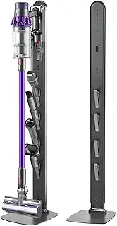 [SIOMK] Vacuum Stand for Dyson Gen5 V15 V12 V11 V10 V8, No-Drill Outsize Standing Dock with Conceal Cables & Space-Saving Holder, Stable Metal Organizer for Cordless Cleaner & Attachments, Easy Assembly