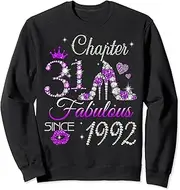 [X.Style] Womens Chapter 31 EST 1992 31 Years Old 31st Birthday Queen Sweatshirt ds1942 Sweater (M) Black