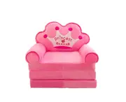 Toscano Cute Cartoon Kids for Toddler 2 in 1 Comfy Fold Out Couch Bed-Pink Crown