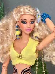 ooak custom barbie doll tattoos enhanced chest tsll body snatched waist jewelry