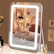 Vanity Mirror with Lights, 13.8" x 10.6"Light Up Makeup Mirror, LED Makeup Mirror with Lights for Bedroom Tabletop, Smart Touch Control 3 Colors Dimmable, 360° Rotation