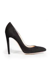 Black Suede Round-Toe Pumps
