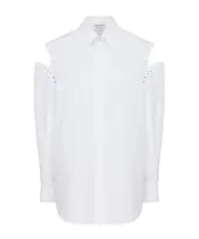 Alexander McQueen Lace Detail Slashed Cocoon Shirt IT42 White