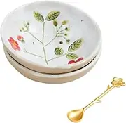 Mud Pie Flower Dipping Set, Tidbit 1 1/4" x 4" Dia | Spoon 3 1/2", Red