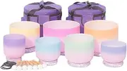 Crystal Singing Bowls, 6-12 Inch Set, Calming And Healing Sounds, With Carrying Bags, For Sound Healing Therapy And Meditation(440hz)