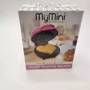 Valentines Day My Mini Pink Heart Waffle Maker 5” Non Stick Nostalgia Brand New