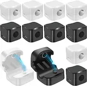 Spring Cord Holder Clips, 12 PCS Cube Strong Adhesive Wire Holder Keeper for Home, Office, Car, Desk, Nightstand (Black, White)