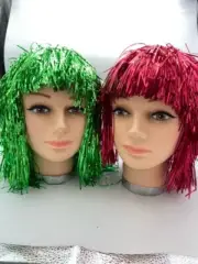 Wigs Mylar tinsel wigs Green, Red, Blue, Silver, Gold,Metallic economy wigs