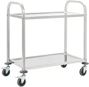 2-Tier Kitchen Trolley 95x45x83.5 cm Stainless Steel,2Tier Stainless Steel Kitchen Trolley with SmoothRolling Castors for Easy Serving and Storage Kitchen Furniture