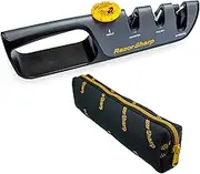 Knife Sharpener With Adjustable Angle Guide — Diamond-Coated Ceramic Sharpening Stones for All Knives Including Precision Kitchen, Professional, Chef's Knives — Non-Slip Rubber Edge Grip