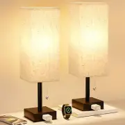 Set of 2 Bedside Table Lamps with Charging Port & 3 Color Temperatures