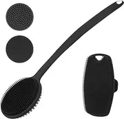 Silicone Body Scrubber for Shower - Bath Body Brush with Long Handle - Double Sided Shower Brush for Shower Exfoliating and Massage Can Produce Rich Foam - BPA-Free - Long Handle Back Scrubber for Men