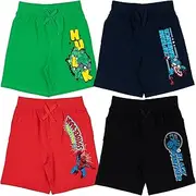 [Marvel] Avengers Hulk Spider-Man Captain America Black Panther Big Boys French Terry 4 Pack Shorts red/Blue/Black/Green 10-12