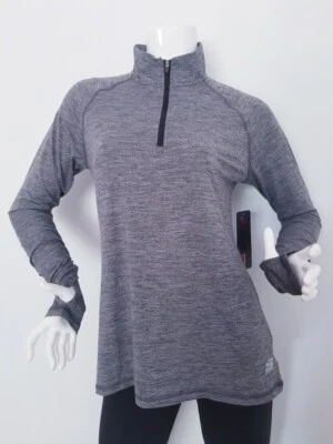 SKECHERS Space Dyed Gray 1/4 Zip Long Sleeve Thumb-Hole Cuff Jacket Size M