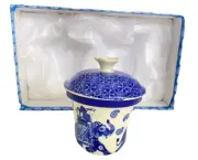 Blue & White Collection By Michelle Grayson Glass Cup Elephant Tea Strainer Set